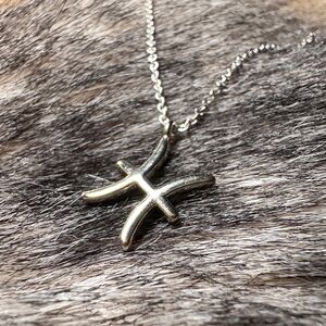 Liz Claiborne Sterling Silver Pisces/Monogram Pendant Chain Necklace